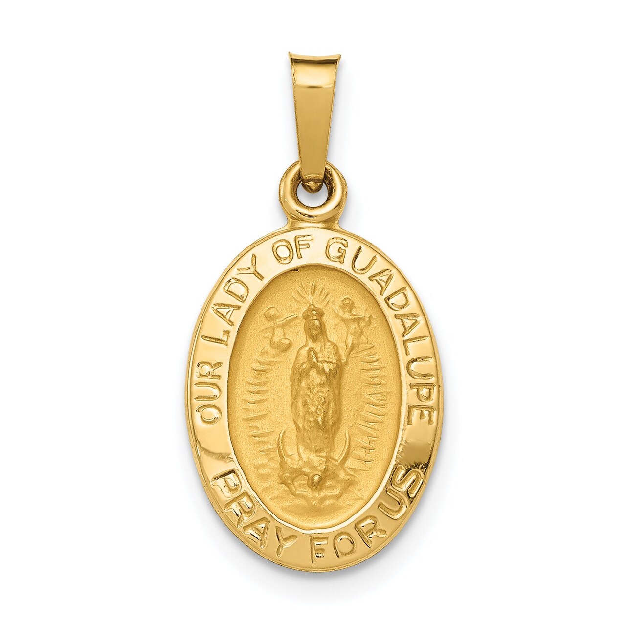 14K Yellow Gold Our Lady Of Guadalupe Medal Charm Jewerly 20mm x 11mm